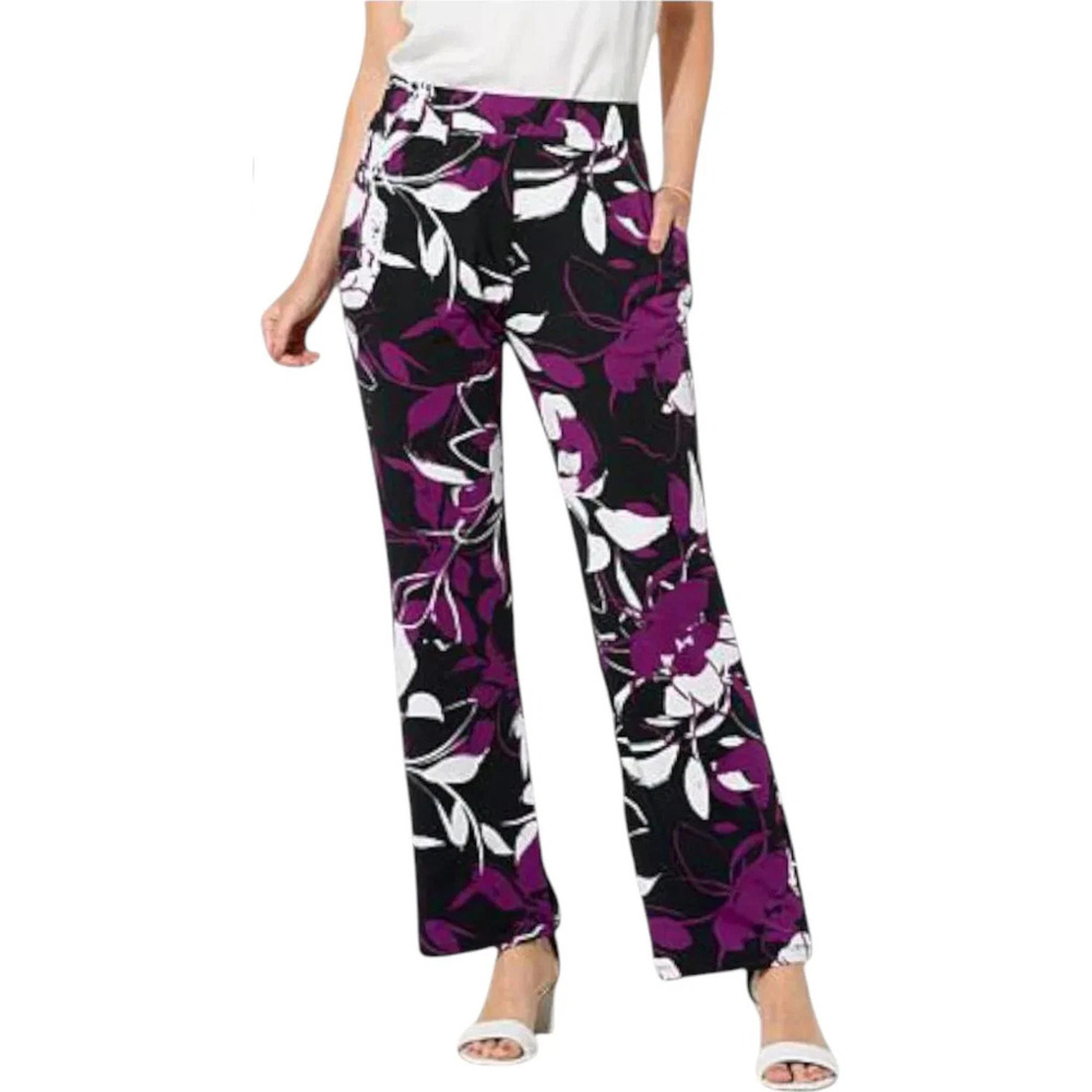 Nina Leonard Women's Straight Leg Pant w/ Pockets Grape Multi